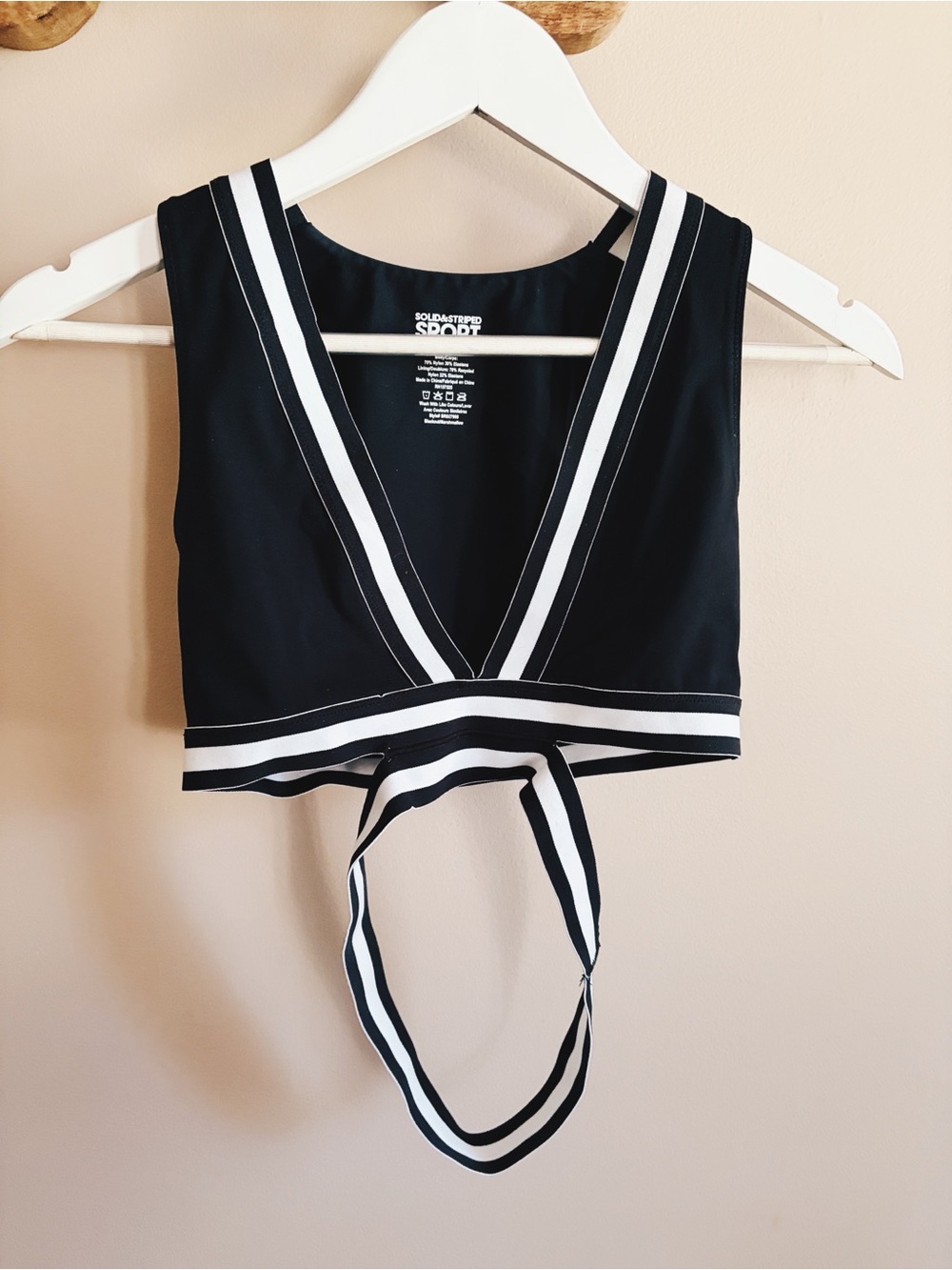 solid & striped sport bra/ crop tank black and white size small